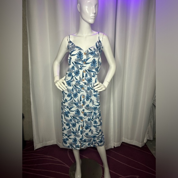 Joe Fresh NWT Green Tropical Print Midi
Buttoned Dress Linen Cotton Mix - Picture 3 of 8